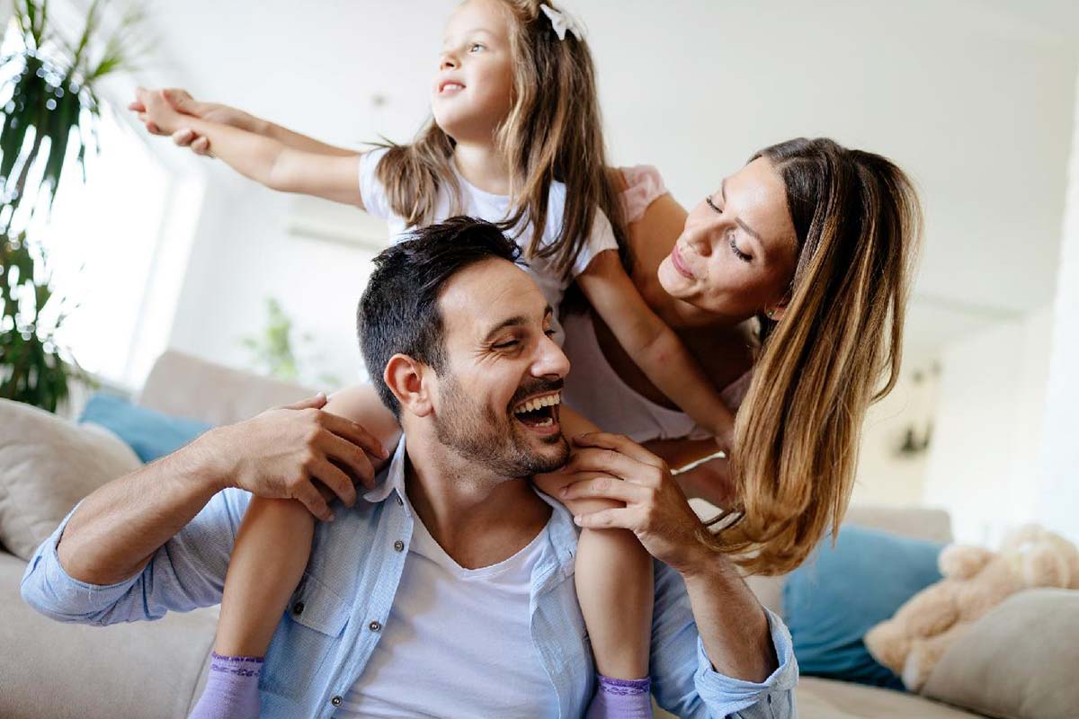 Happy and playful family