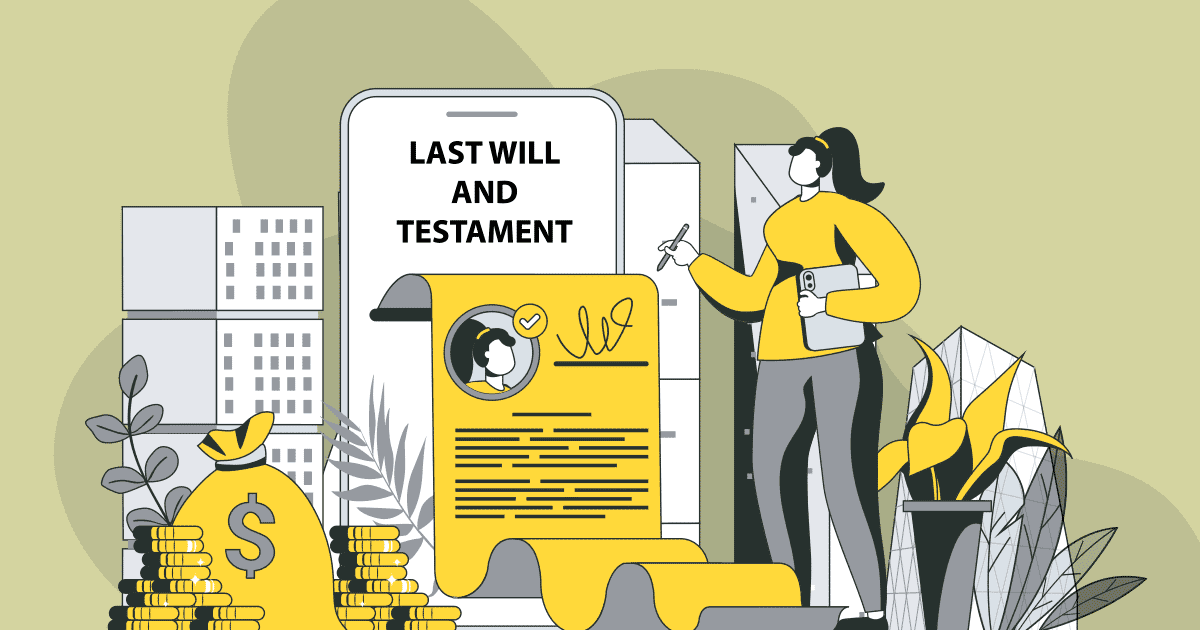 illustration of woman signing her will
