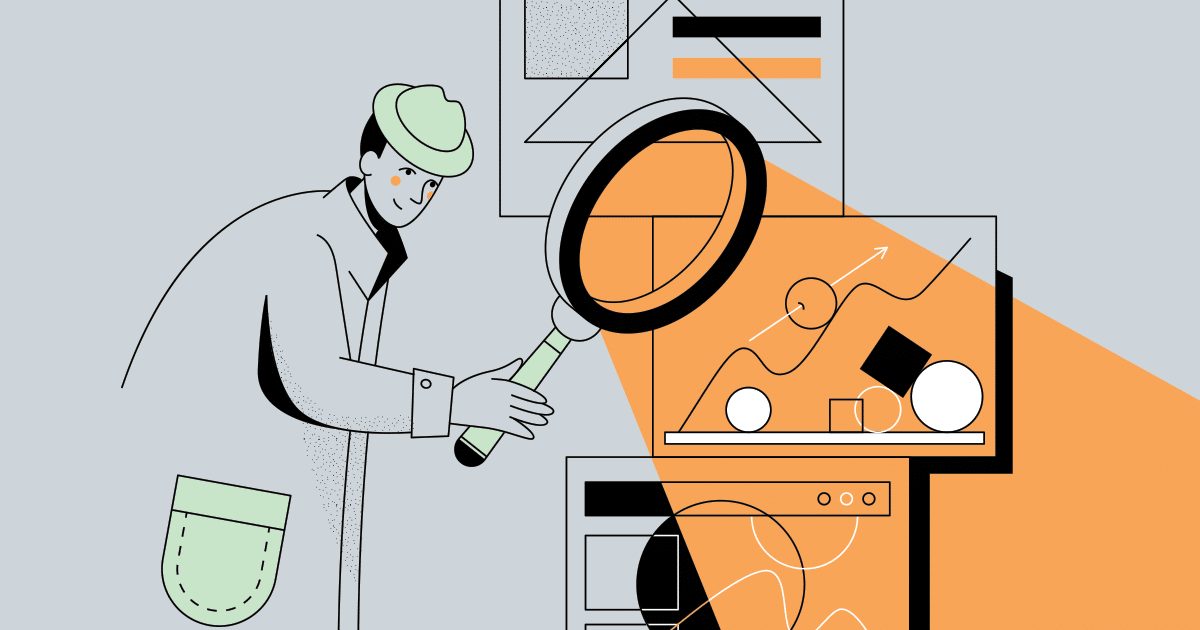 detective using magnifying glass to examine clues and documents
