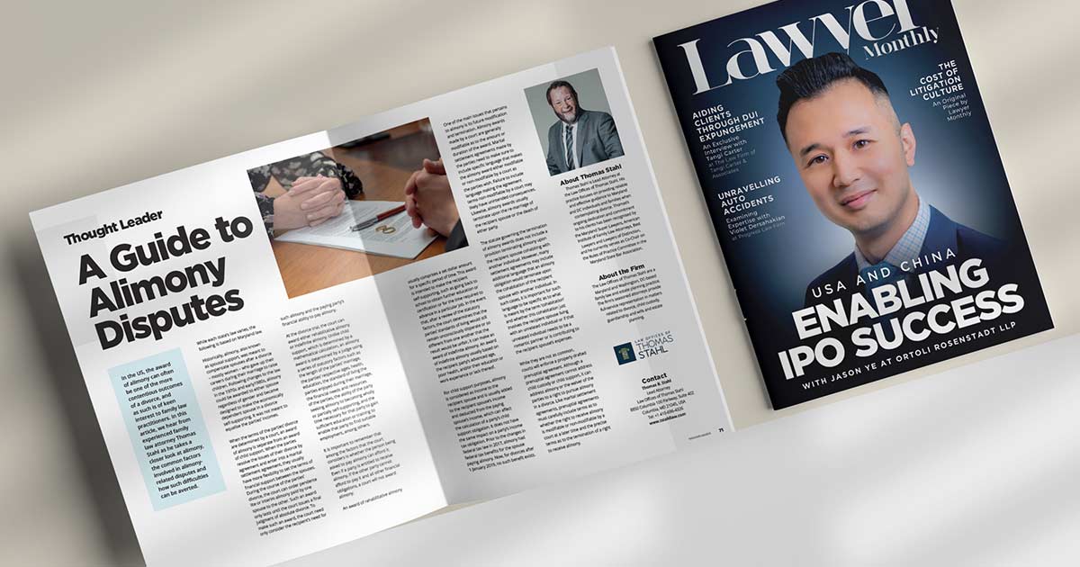 Thomas Stahl featured in Lawyer Monthly Magazine
