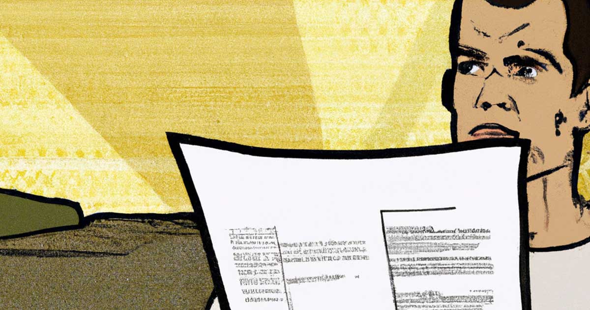 man reading a last will and testament and is upset