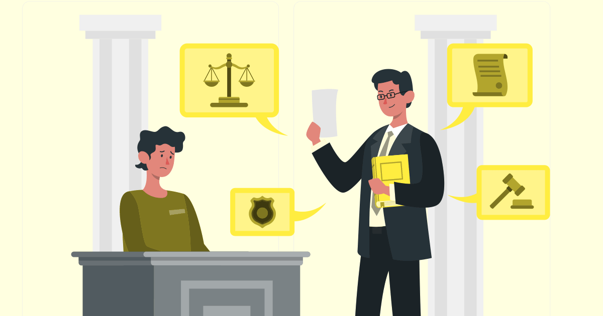 lawyer arguing his case in front of a judge